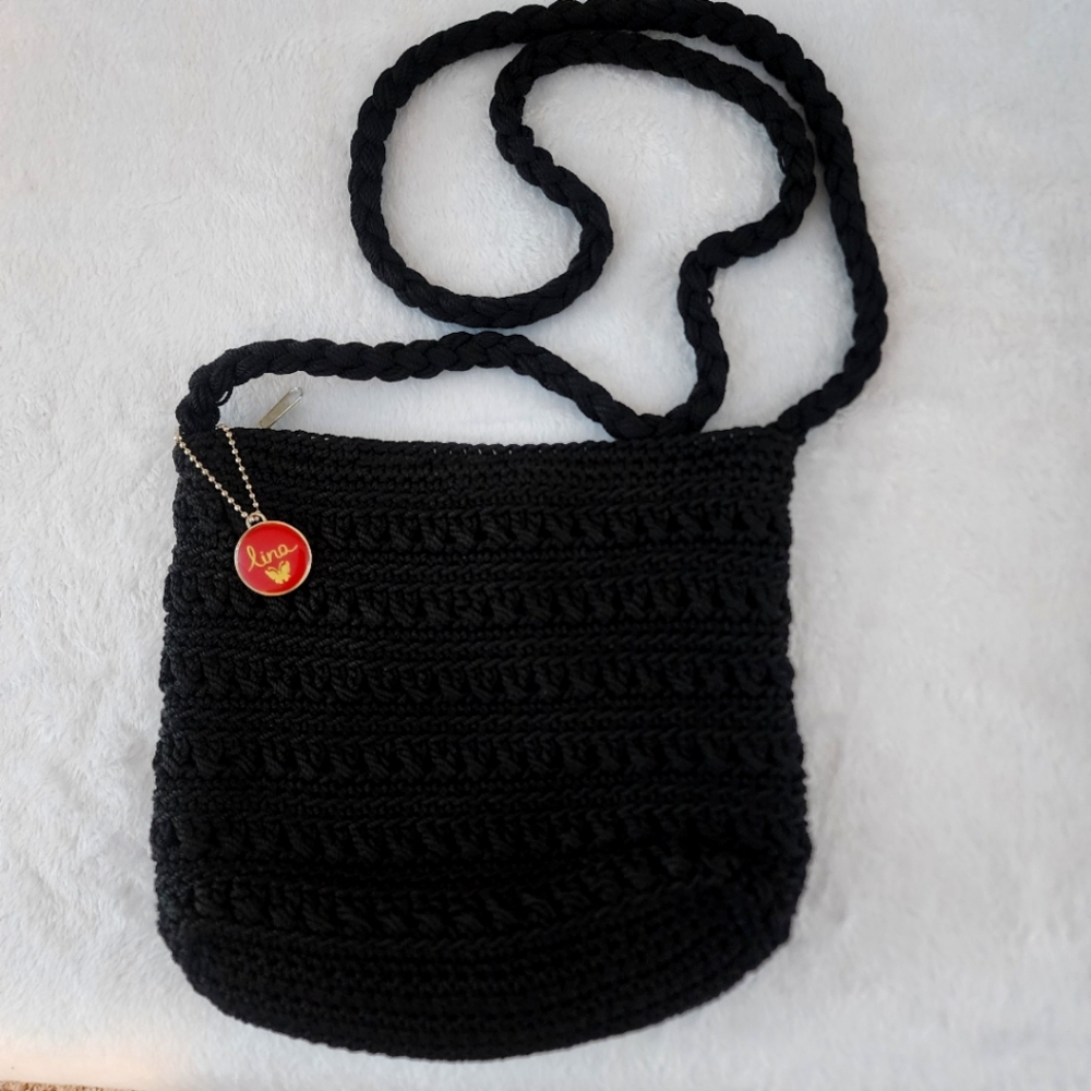 Black Lina crocheted crossbody